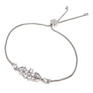 NWT Kate Spade Gleaming Gardenia Bracelet Silver With Diamonds
